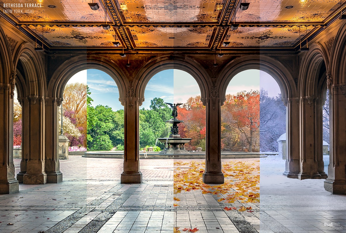 Терраса и фонтан Бетесда Центральный парк Нью-Йорк
