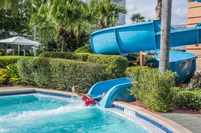 big pool with slide